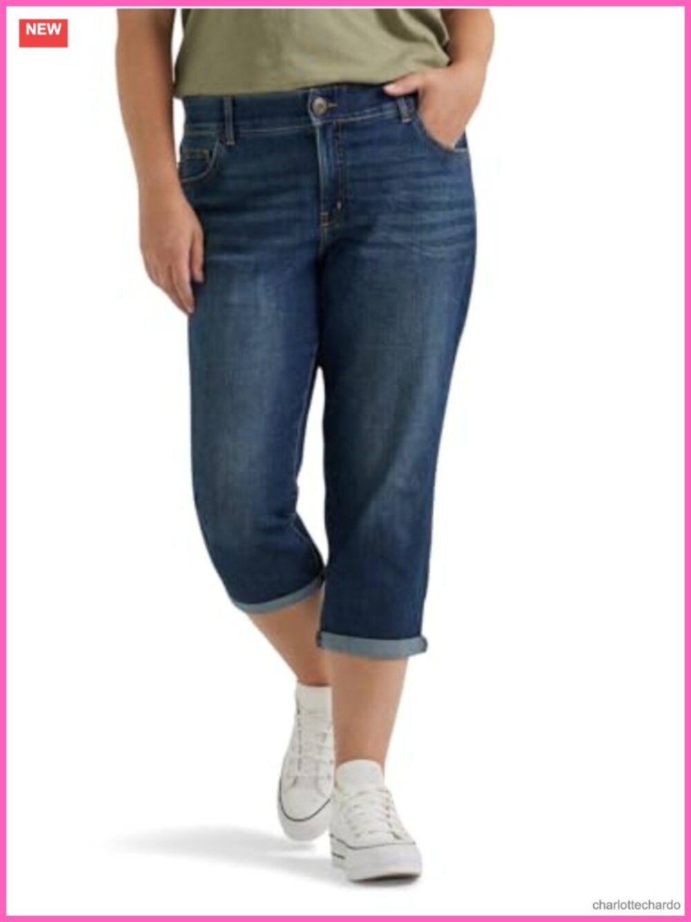 Women's Flex Motion Regular Fit 5 Pocket Capri Jeans Mid Rise Cropped